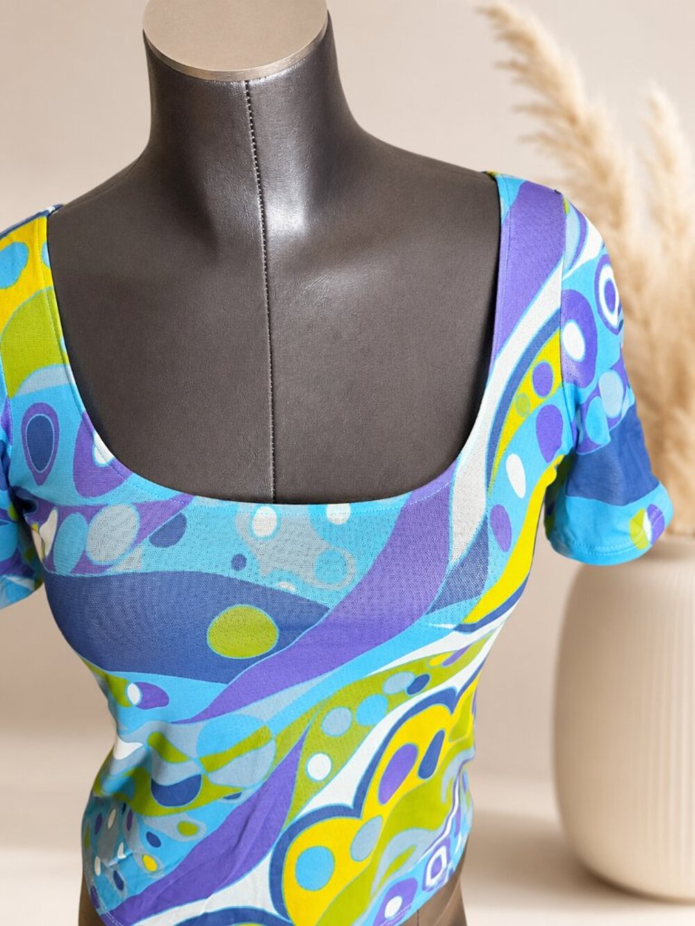 Stunning Cosabella Made in Italy Y2K Sheer Mesh Abstract Print Top Size M - Picture 2 of 10